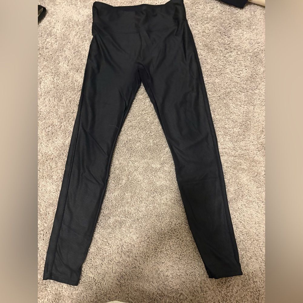 Black High-Waisted Leggings (Faux Leather Look)